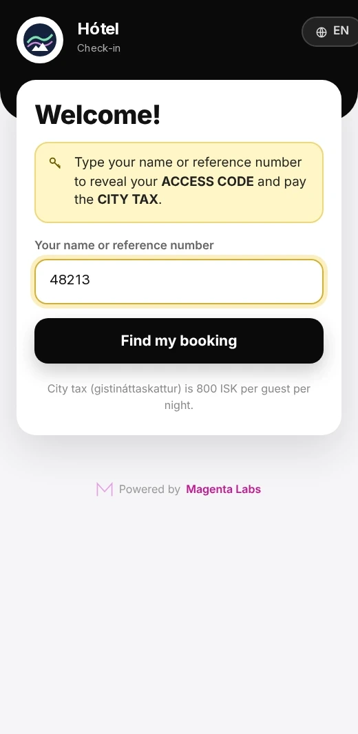 Guest typing a booking reference